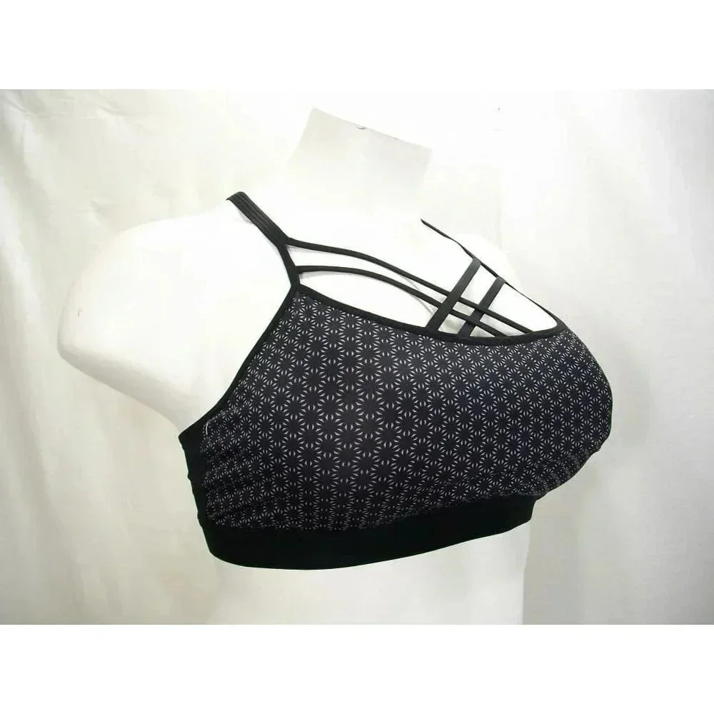 SMALL Champion N9687 C9 Strappy‎ Front Cami Wire Free Sports Bra Black Print NWT